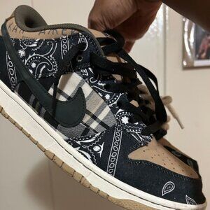 Travis Scott Nike Dunks - Panda - Black, Beige and White - Paisley, Size 12 Men